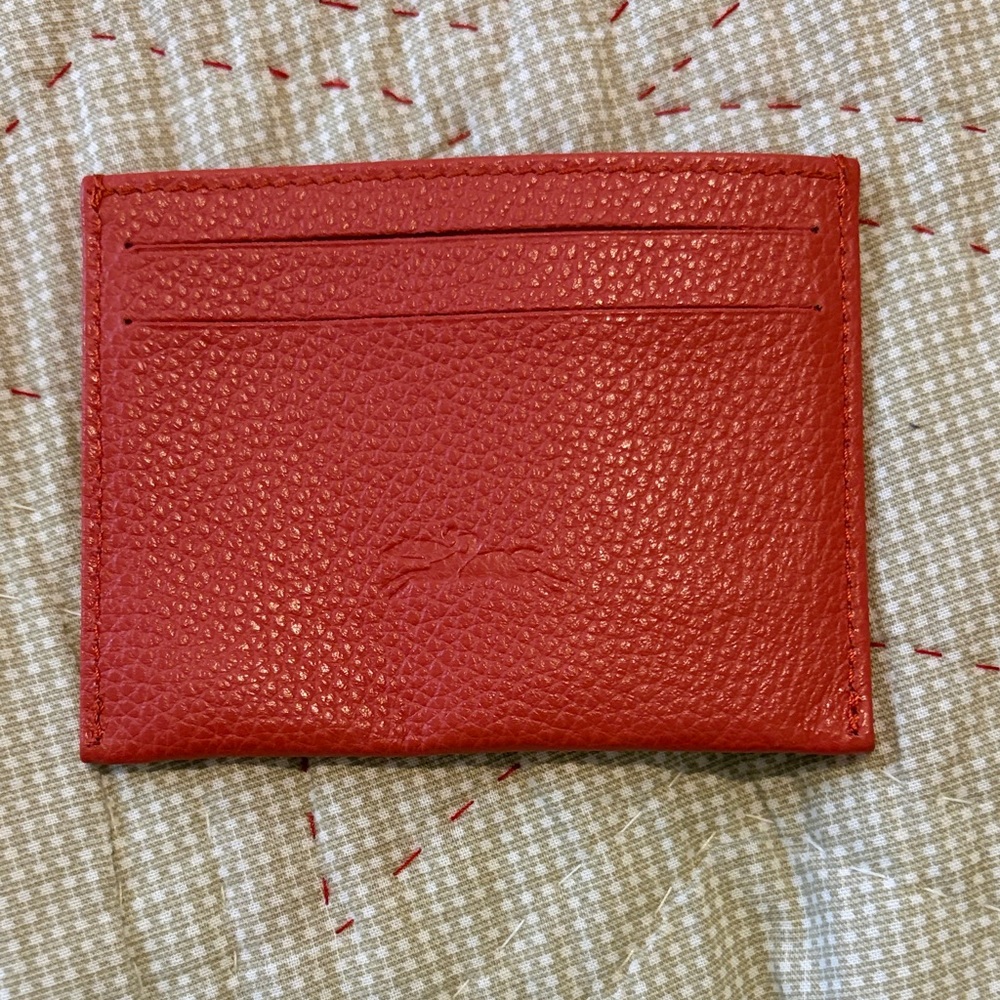 Longchamp LE FOULONNÉ CARD HOLDER Pink Leather Card Holder